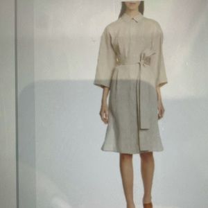 Lafayette 148 new york Linen Dress Shitake melange SMALL